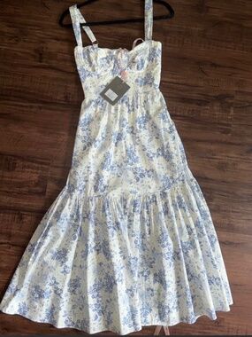 House of CB “Elia” Blue Floral Midi Dress XS